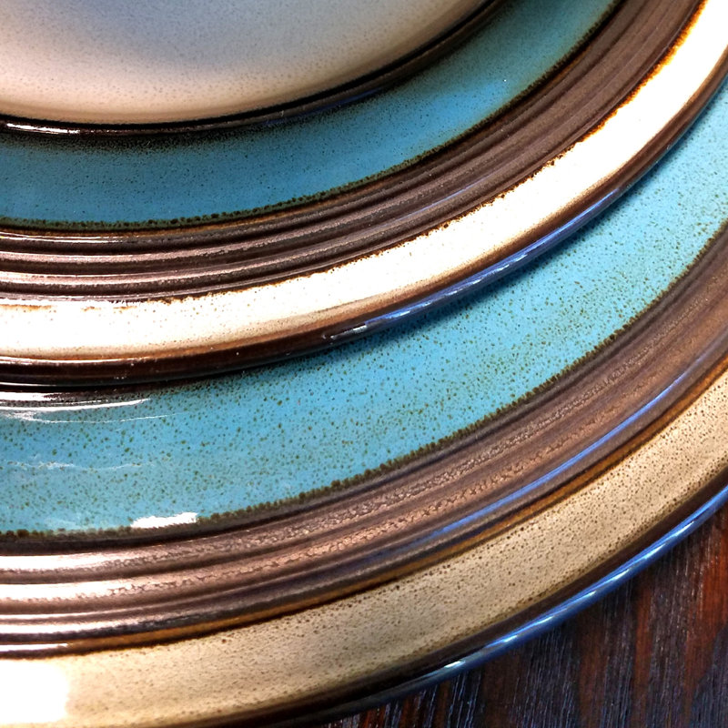 Gibson Elite Everston 12 Piece Stoneware Dinnerware Set In Teal