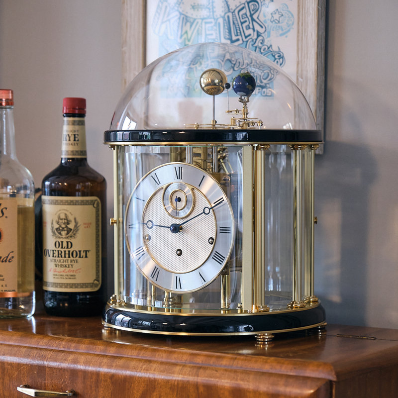 Roman Numeral Tabletop Clock, Black/Brass
