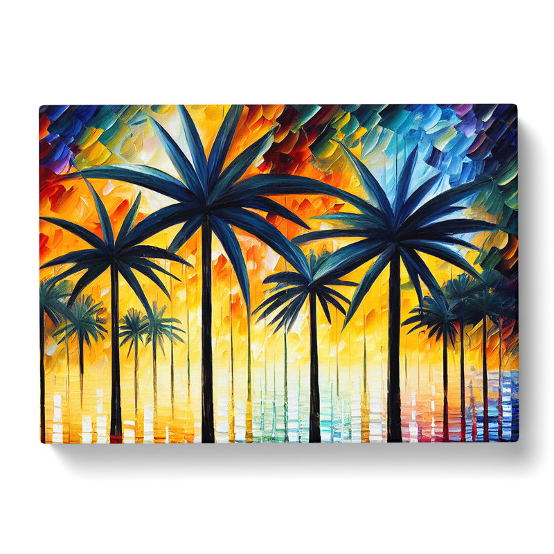 Palm Tree Painting Vol.3 Abstract - Wrapped Canvas, 50cm H x 76cm W x 3cm D