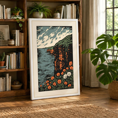 Clifftop Wildflowers Coastal - Wrapped Canvas