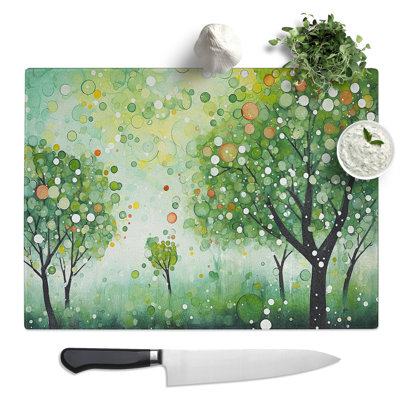 Apple Tree Bubbles  Glass Chopping Board