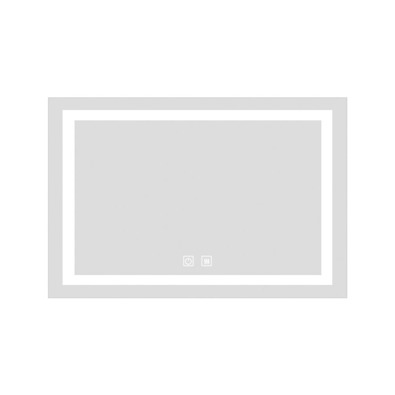 Miroir de salle de bain 48 po x 36 po à DEL rectangulaire sans cadre avec capteur tactile et antibuée, argent