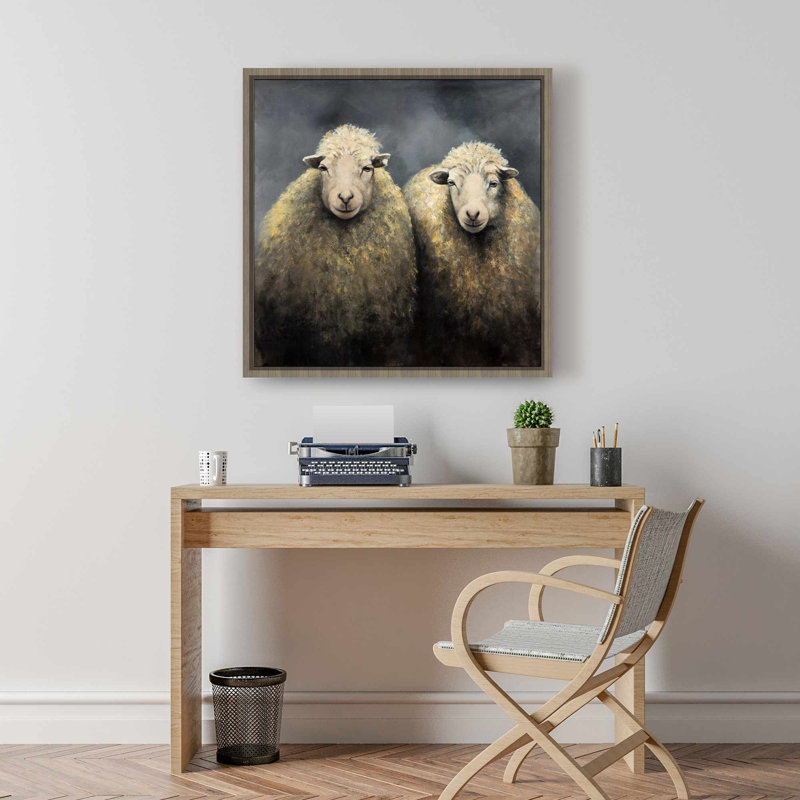 Rustic Gray Farm Animals Canvas - Wool Sheep Home Decor