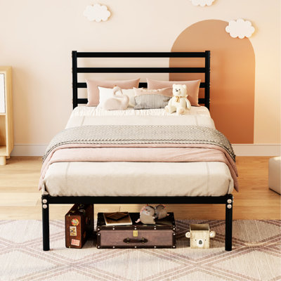 Twin Size Metal Platform Bed Frame, No Shaking, Easy To Clean Black Smooth Finish, Safe And Comfortable