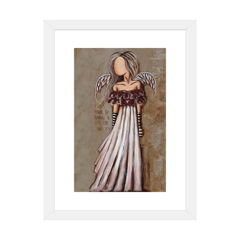 Courage - impression d'art graphique, Papier encadré blanc, H 24 po x l 16 po x P 1 po