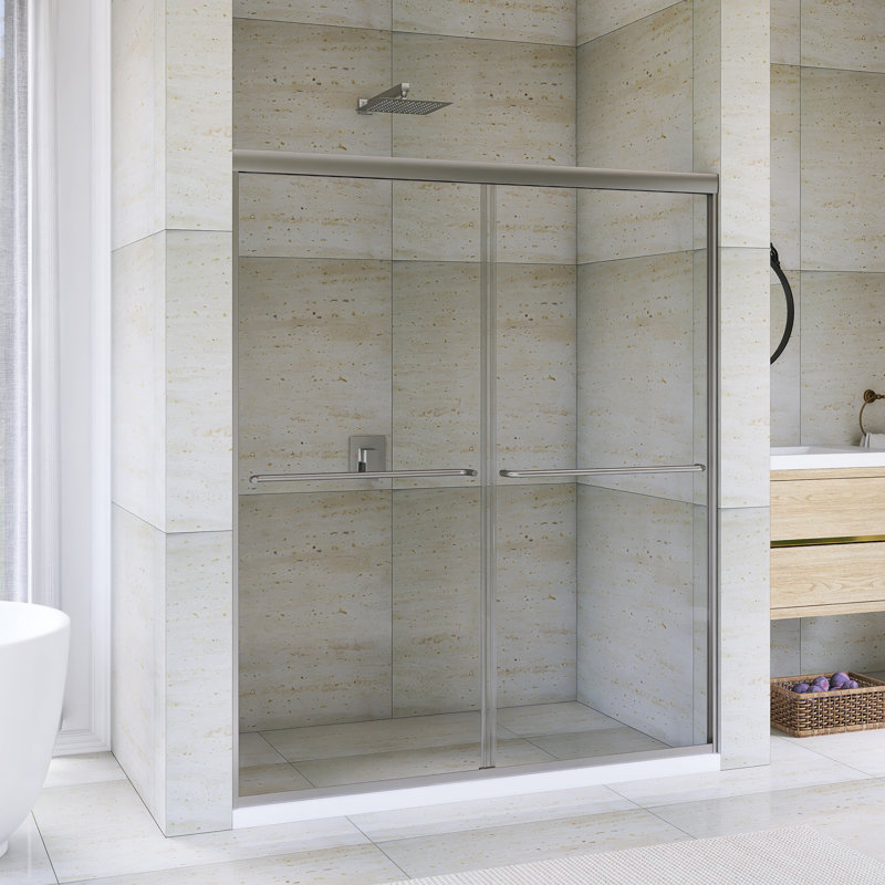 56-60"W X 70"H Aluminum Framed Sliding Shower Door In Finish, Chrome