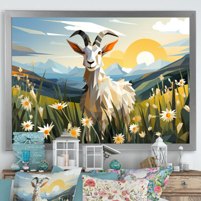«Goat Pasture Patterns III», art mural animal de chèvre