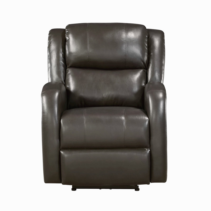 Modern Living Room Furniture 1Pc Power Reclining Chair Faux Leather Upholstery Plush Seating Solid Wood Frame, Brown