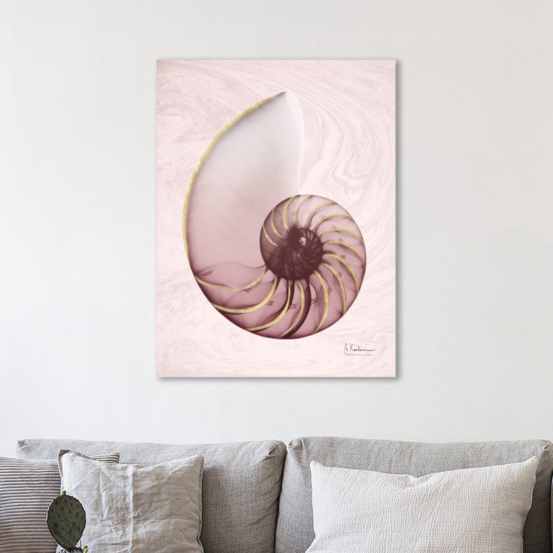 Marble Blush Snail 1 - Wrapped Canvas Print, 41 cm H x 30 cm W