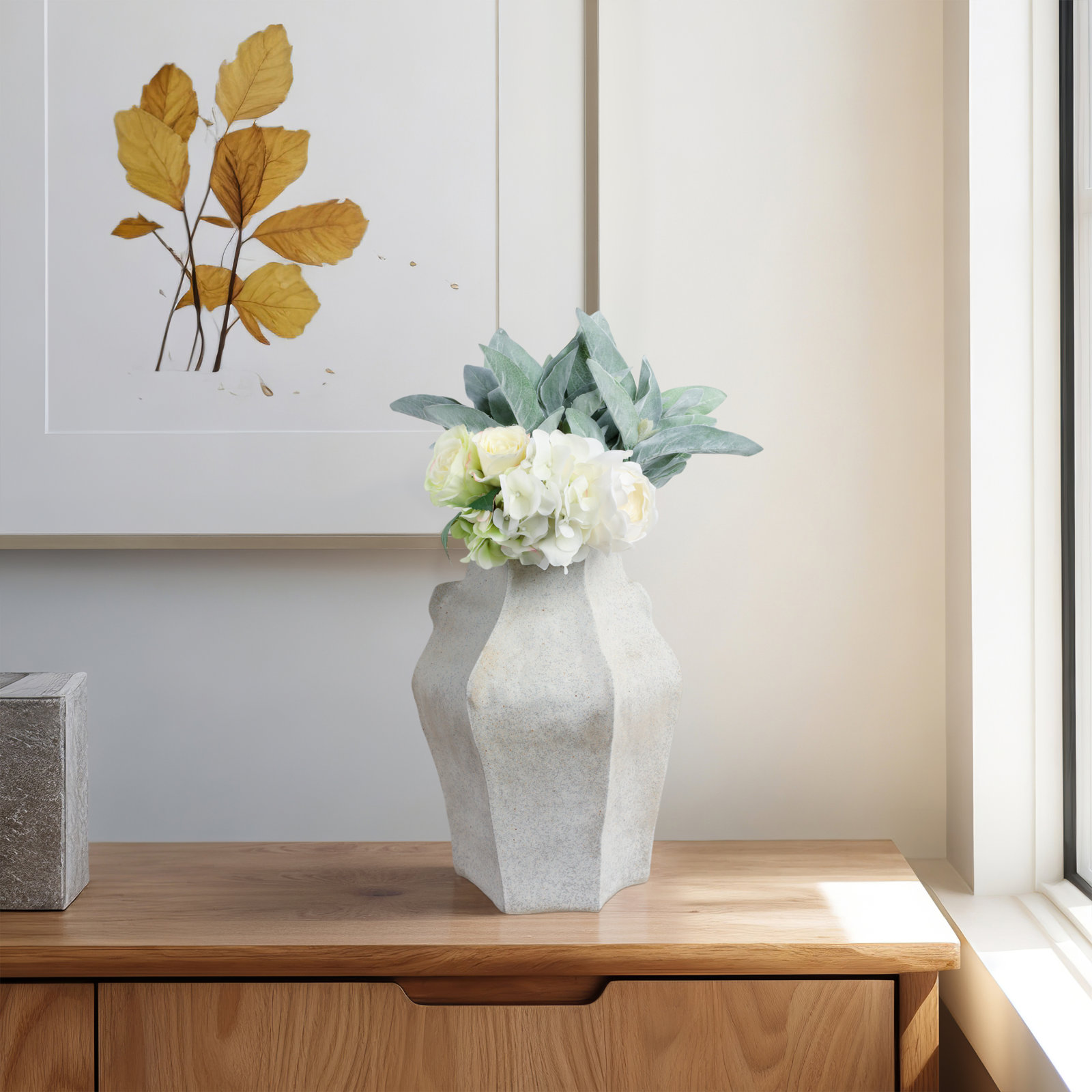 Brittany Porcelain Table Vase, 15" H x 10" W x 9" D