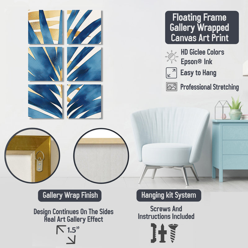 Feuilles de forêt brune tranquillité - ensemble d'art mural floral de 6, Toile tendue, Ne s’applique pas