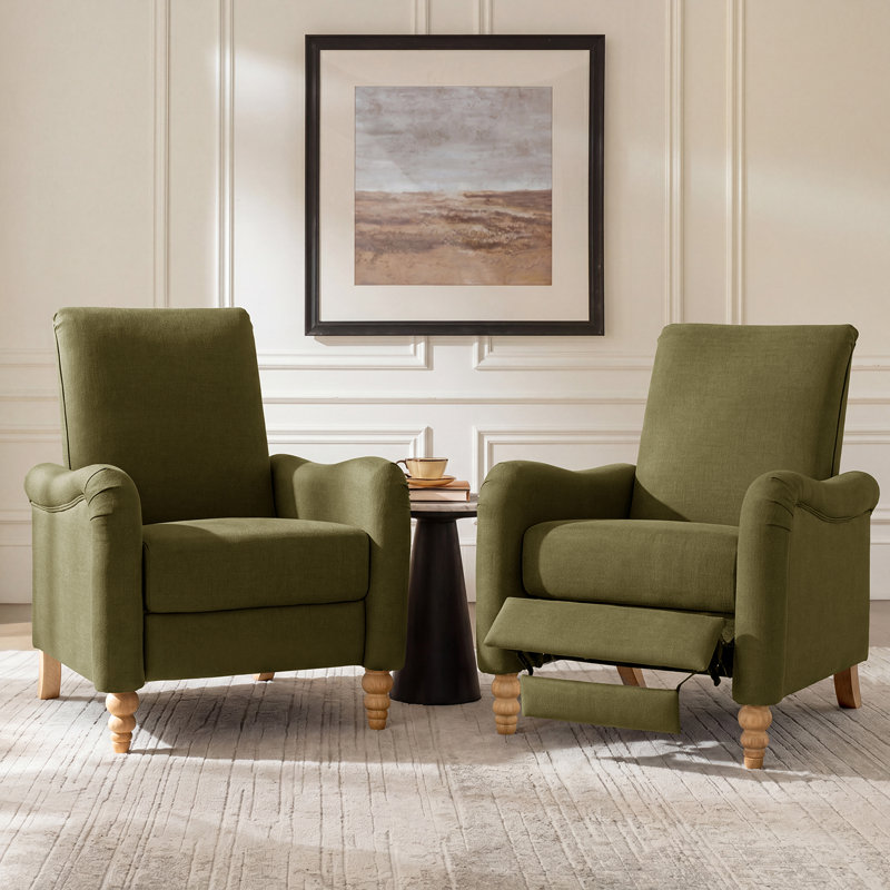 Fauteuil inclinable par pression en lin Arathi, Vert olive