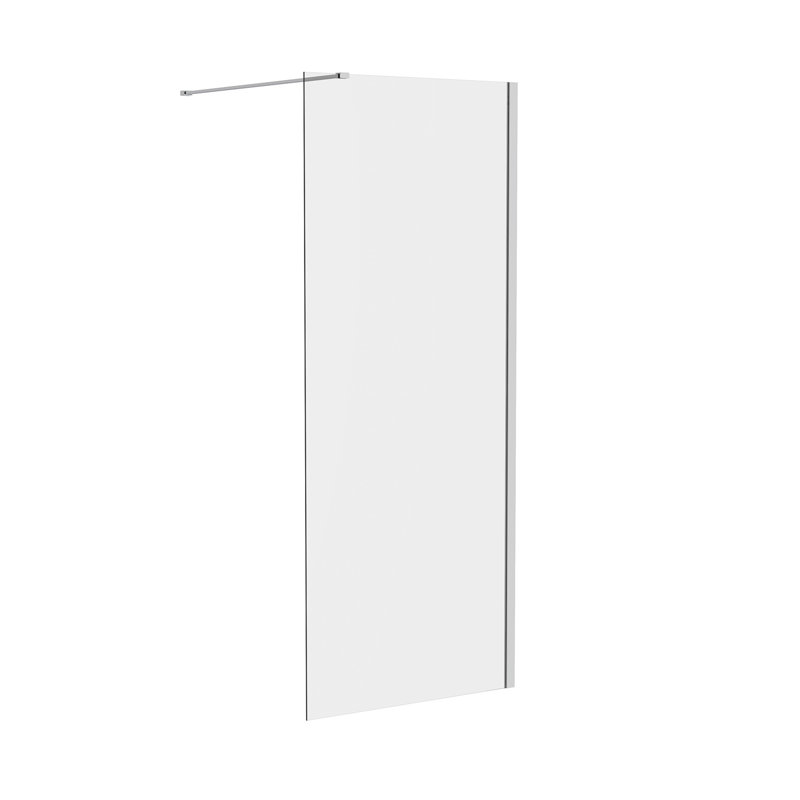 Cavalli 1950mm H Semi-Frameless Wet Room Glass Screens with Clear Glass, Chrome, 70cm