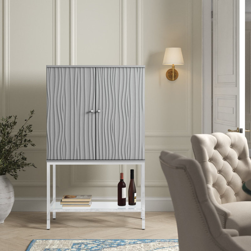 Brewington 36'' Bar Cabinet, Glossy Gray