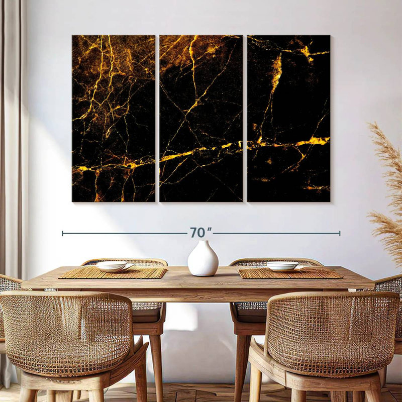 Avery Golden Splash marbre abstrait, H 42 po x l 65 po