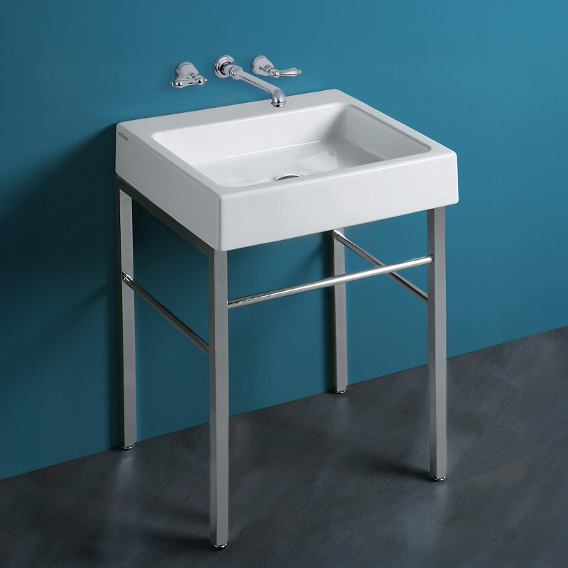 Britannia White/Polished Chrome Vitreous China Rectangular Console Bathroom Sink, None