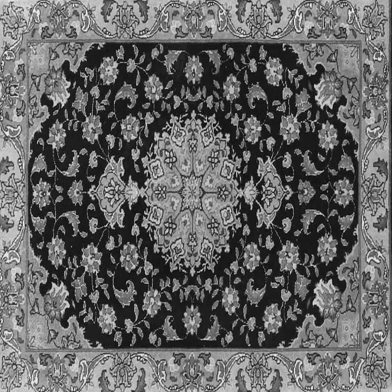 Tapis gris traditionnel 4744, Carré 8 pi