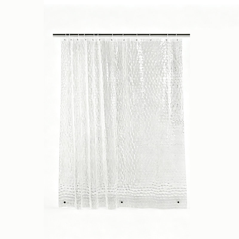 Clear Shower Curtain 180 X 200 cm Extra Long Shower Curtain, 3D Design Weighted Bath Curtain with 12 Curtain Hooks