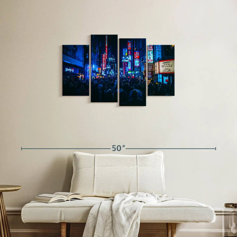 Sireci Night Crowd In Tokyo, 22" H x 36" W