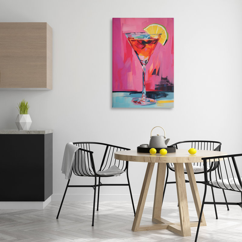  Art mural sur toile "Pink Lady Cocktail" par LSR Design Studio, H 36 po x l 24 po