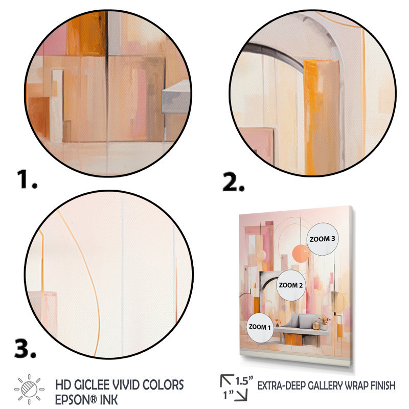 «Golden City Dreams Retro Illustration», reproduction sur toile, Cadre naturel flottant, H 32 po x l 16 po
