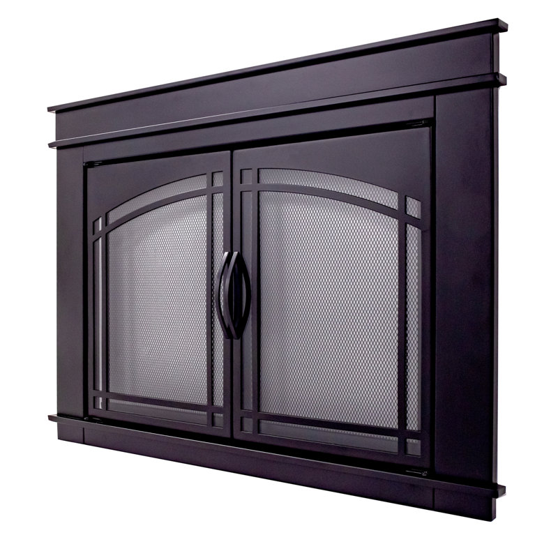 Portes de foyer en acier Guion, Moyen (H 31 po x l 38,75 po x P 1,57 po), Noir
