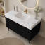 Meuble-lavabo autoportant en pierre frittée de 35,4 po avec lavabo encastré, bois massif multicouche imperméable, rangement à 4 tiroirs, fixation murale-2069466418