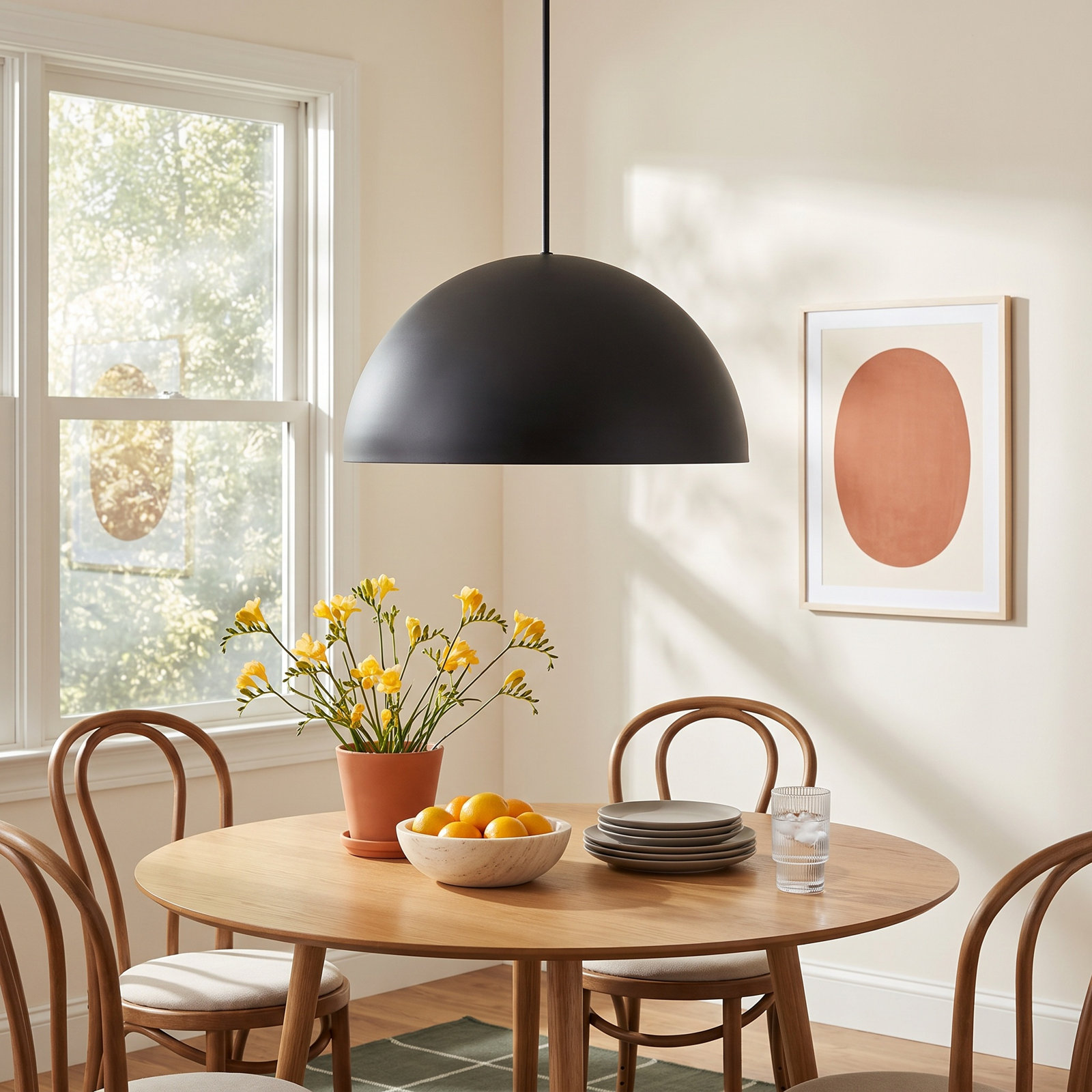Yolo Single Light Metal Dimmable LED Pendant, Gold, 12.125" H x 23.63" W x 23.63" D