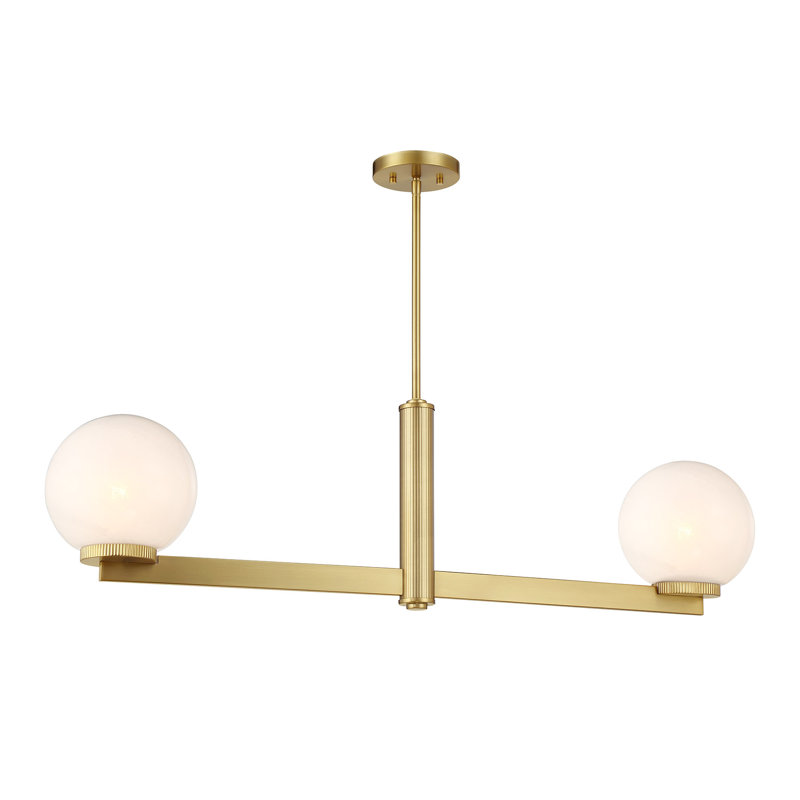 Lustre linéaire à 2 lumières Oshra en laiton naturel, Laiton naturel