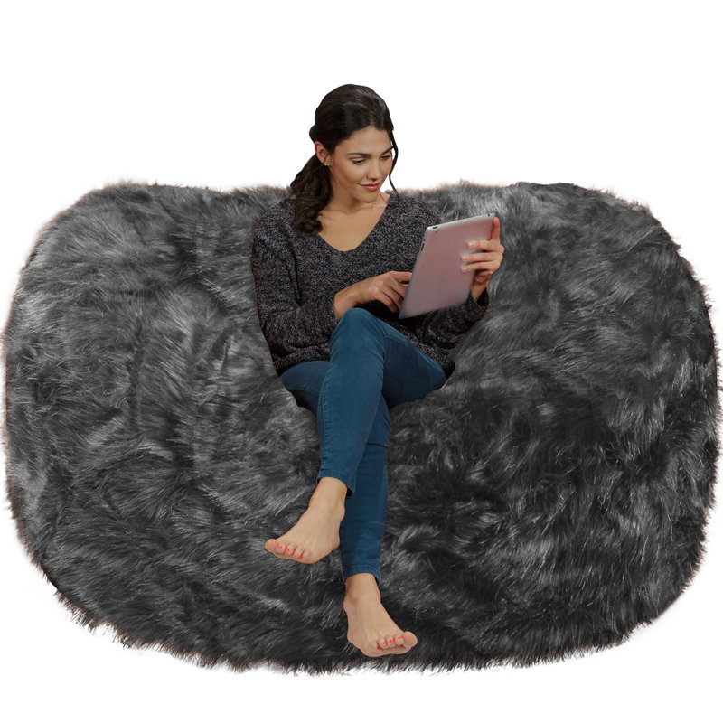 Bean Bag Chair Lounger - Large 6 Ft Faux Fur Classic Shredded Memory Foam Filled Furniture Bean Bag Chair Lounger with Removable and Machine Washable Cover - Bean Bag Sofa Lounger with Soft Micro Fiber Cover  - Six Foot Bean Bag Lounger Multiple Colors