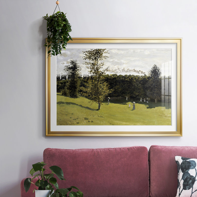 Monet, impression sur papier encadrée, Or, H 15 po x l 21 po x P 1,5 po