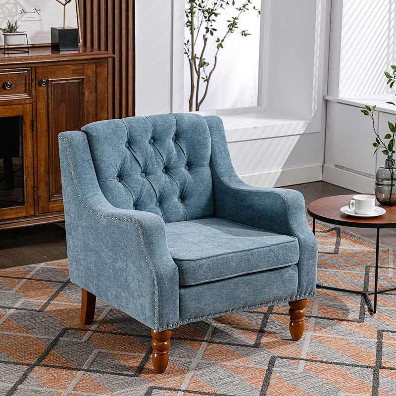 Chaise d'appoint, chaise de salon, fauteuil rembourré capitonné à boutons, chaise confortable