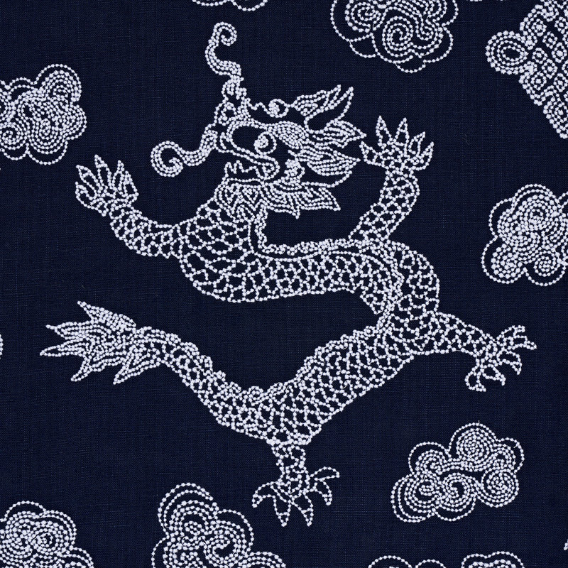 Dragon Embroidery Fabric, Navy