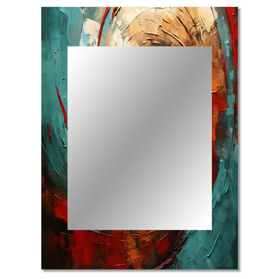 Red Blue Majestic Motion Spiral IV - Abstract Spirals Decorative Mirror, Red Wall Mirror, Printed Metal Art