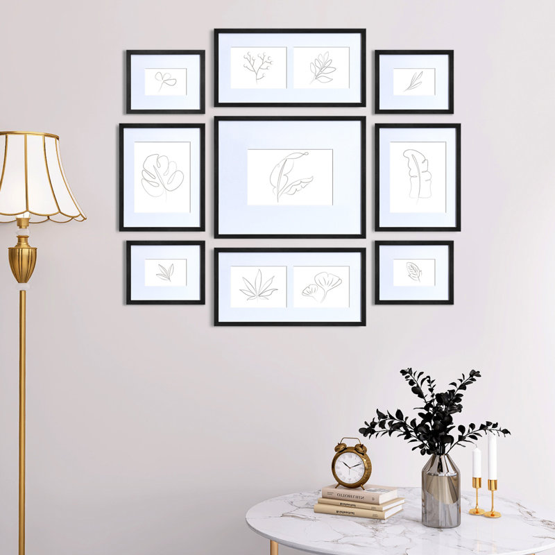 Cordea Black None Picture Frame - Set of 9 with Mat