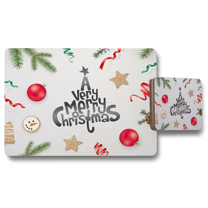 Eastman Polyester, Wood, Polyester Coated Hardwood Abstract Rectangle Placemat, Coaster