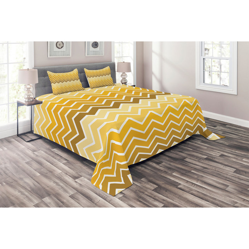 Modern & Contemporary Polyester Chevron / Zig Zag Coverlet, King Bedspread + 2 Shams