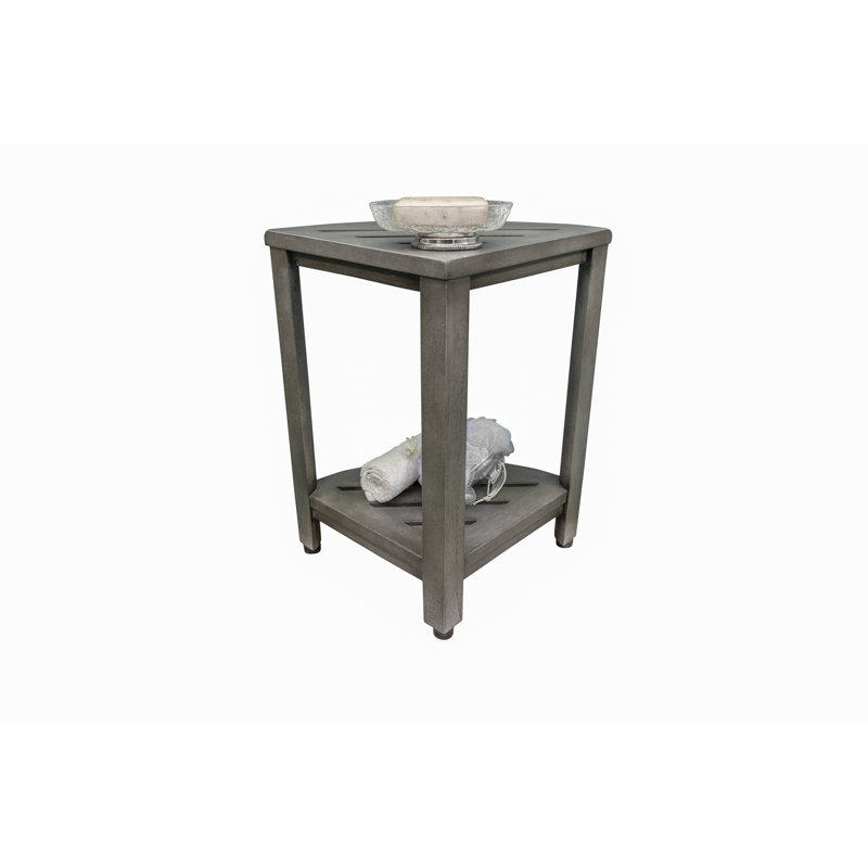 CoastalVogue Teak Snazzy Corner Shower 2-Tier shelf in Antique Gray Finish for Indoors and Outdoors
