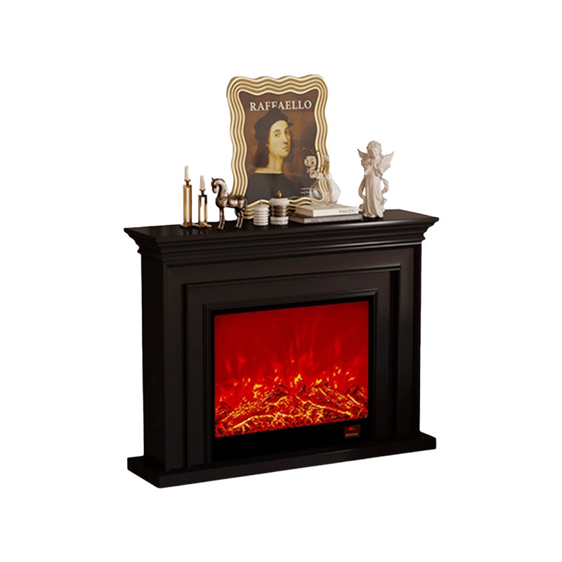 White Solid Wood Electric Fireplace, Black