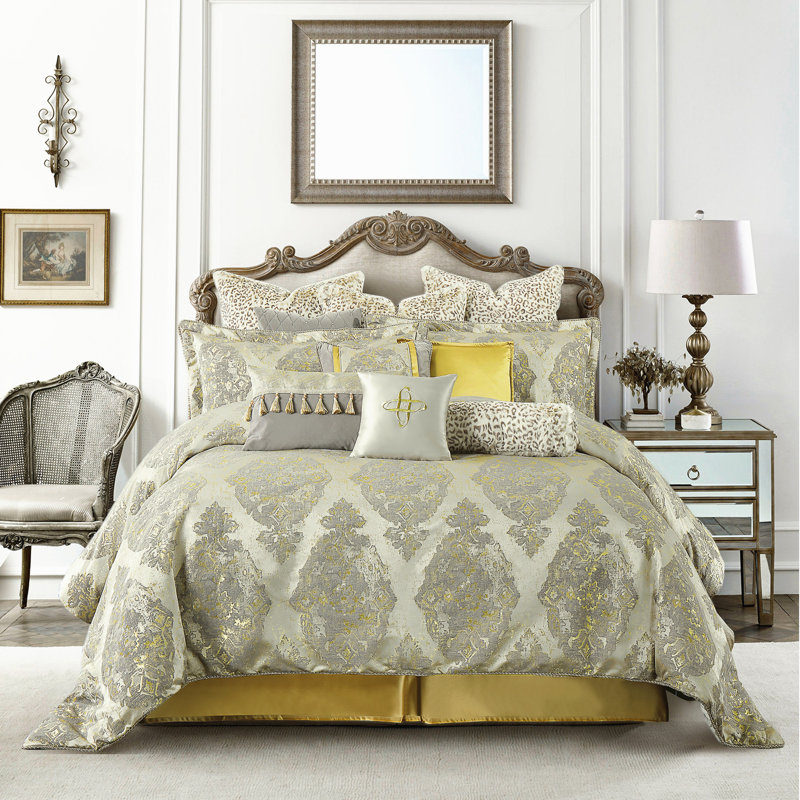 Ensemble d'édredon jacquard beige, Très grand édredon + 12 pièces supplémentaires