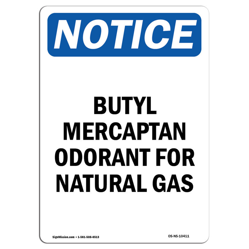 Plaque signalétique Butyl Mercaptan pour gaz naturel