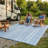 Herringbone Geo Chevron Outdoor Camping Rug - Waterproof, Fade Resistant, Reversible - Recycled Plastic - Camping RV Patio Glamping Deck Pool - Fresno Light Blue-602114090