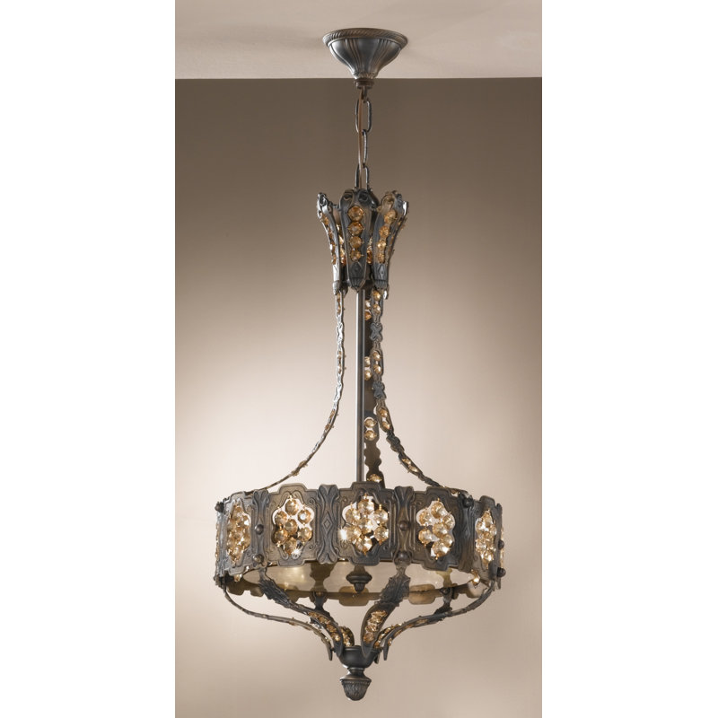 Suspension cylindrique unique 3 lumières avec accents de cristal Colyer