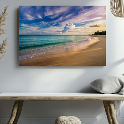 Reproduction d'art sur toile, "Une scène de plage sereine au coucher du soleil"
