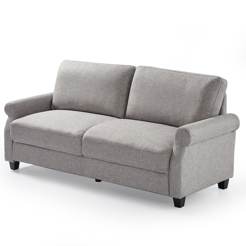 Canapé à accoudoirs arrondis 78,1 po Amittai, Gris doux