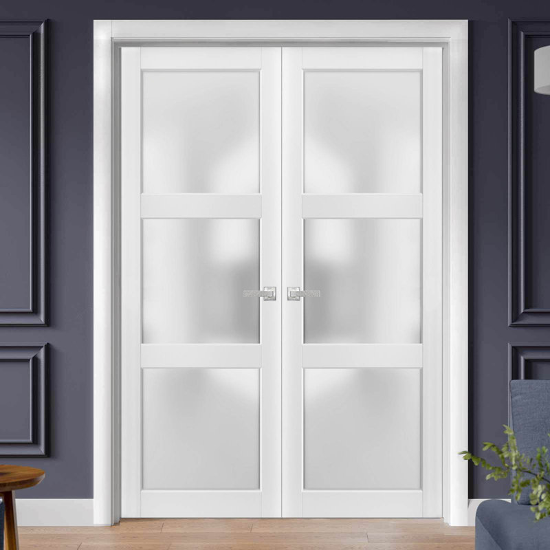 Portes standard en verre dépoli Lucia, 72 po x 80 po