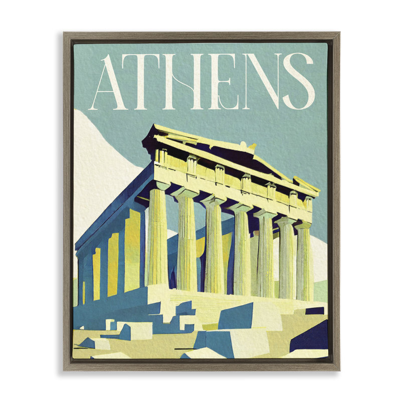 «Athens City Landmark» par Daphne Polselli, Cadre flottant orme Montalcino, H 31 po x l 25 po