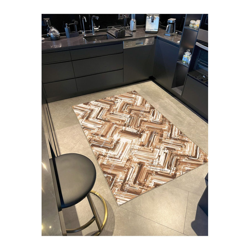 Tapis décoratif et lavable Boomerang, Carré 4 pi 11 po