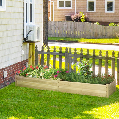 Ensemble de jardinières en bois de 8 pi x 2 pi avec 2 unités séparées, fonction de drainage automatique pour faire pousser des fleurs, des herbes et des herbes sur le patio, tissu non tissé pour favoriser le bien-être des plantes