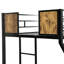 Lit superposé moderne au-dessus d'un lit double en métal avec lit gigogne, fabrication stable et silencieuse, aucun sommier tapissier requis, noir et brun, rangement généreux, sommier robuste facile à assembler, grand espace de rangement,